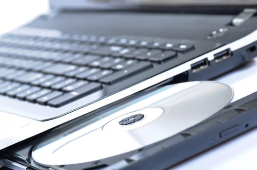 Laptop with open CD - DVD drive
