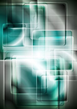 Dark green technology background with abstract squares. Eps 10 vector illustration