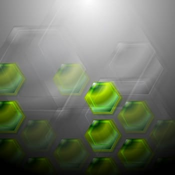 Green hexagon elements on the dark background. Vector illustration eps 10