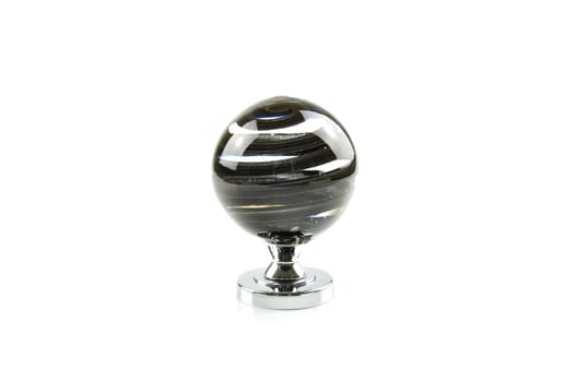 Glass door knob on white background