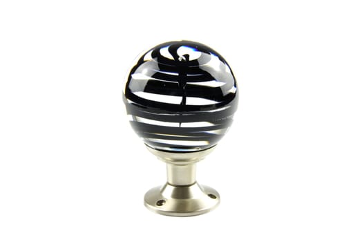 Glass door knob on white background