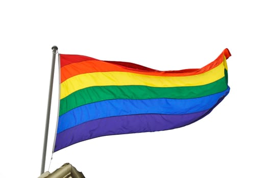 Rainbow flag isolated on white background, gay concept