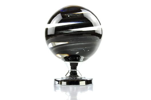 Glass door knob on white background