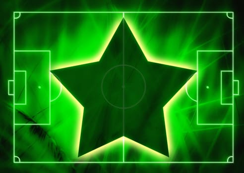 Football (Soccer Field) illustration with realistic macro grass texture and space for your text..