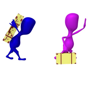 Side view puppets move to station with carriage