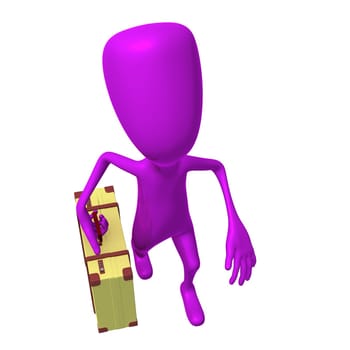 Over view puppet going on trip with case