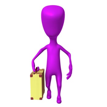 Front view puppet going on trip with case