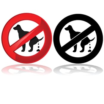 Forbidden sign showing a dog pooping
