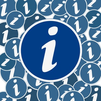 Concept illustration showing a prominent information sign above smaller information signs in the background, causing an information overload