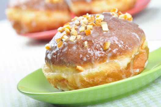Closeup of polish donuts. This is typical polish food during "Fat Thursday"". Fat Thursday is a traditional Polish and German feast."