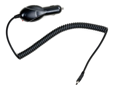 black power cable to the phone car isolated on a white background