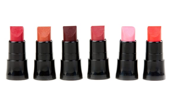Small set in a number of lipstick isolated on white background