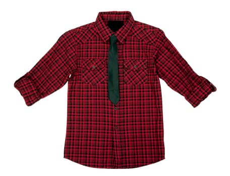 Checkered shirt and tie isolated on white background