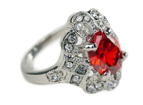 Ring with stone isolated on a white background