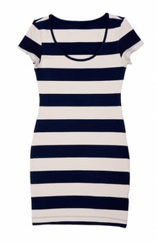Fashionable women's striped dress isolated on white background
