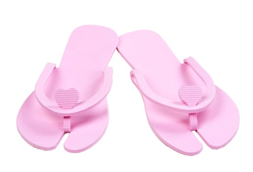 Pink Slippers Pedicure isolated on white background