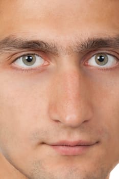 face of the young men in close-up