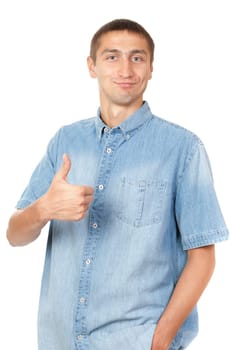 young and beautiful man making ok sign with hand