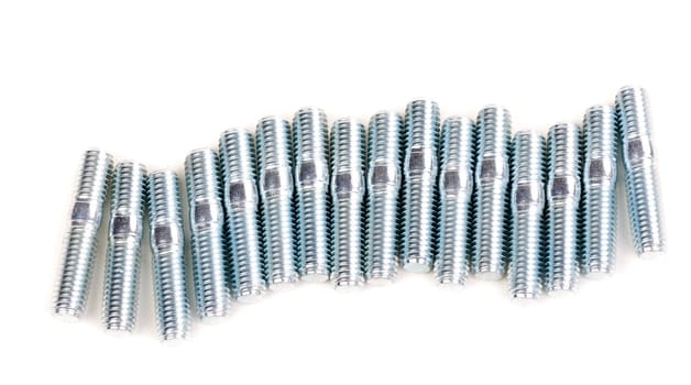 Steel studs M6 isolated on white background