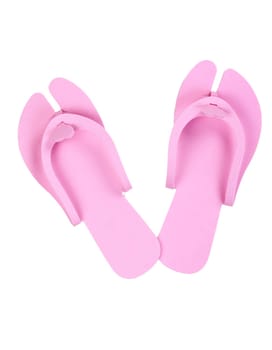 Pink Slippers Pedicure isolated on white background