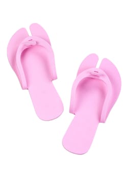 Pink Slippers Pedicure isolated on white background