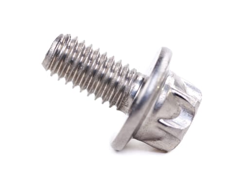 Steel bolt close-up isolated on white background