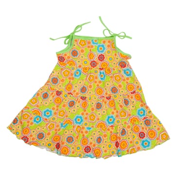 colored children's summer dress on a white background