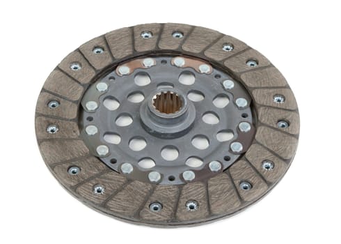 Close op of car clutch on white background
