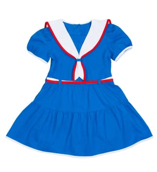 Baby dress patterned with a sea, an anchor on a white background