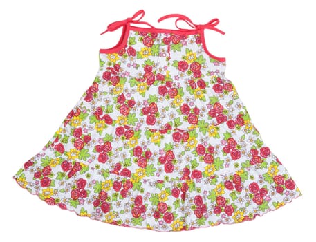 colored rose children's summer dress on a white background