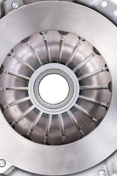 automotive part. automobile engine clutch. Isolated on white with clipping path