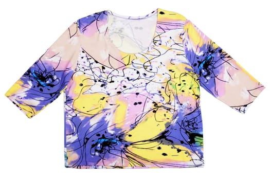 Women's blouse with colored abstract pattern