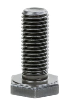 Steel bolt in a protective coating on a white background
