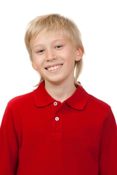 Portrait of a boy aged 10 years, isolate on white