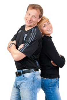 Beautiful couple in love, isolate on white