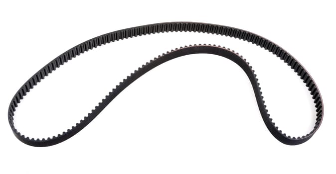Timing belt, internal part of car engines, isolated on white background