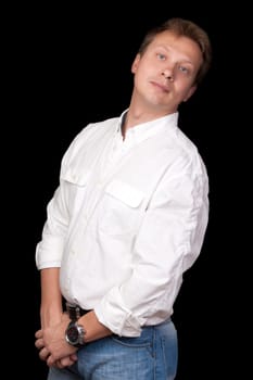 portrait of handsome man on a black background