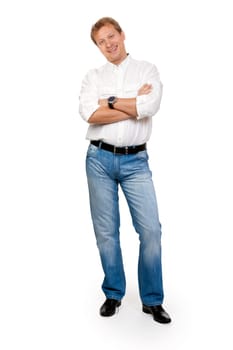 portrait of the man in the full-length studio, isolate on white