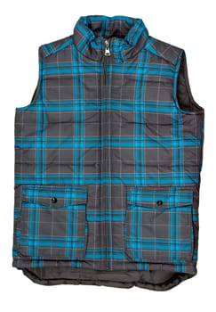 Warm plaid vest isolated on white background