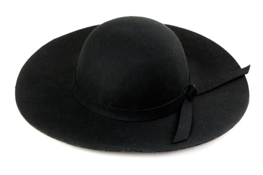 Black women felt hat isolated on white background