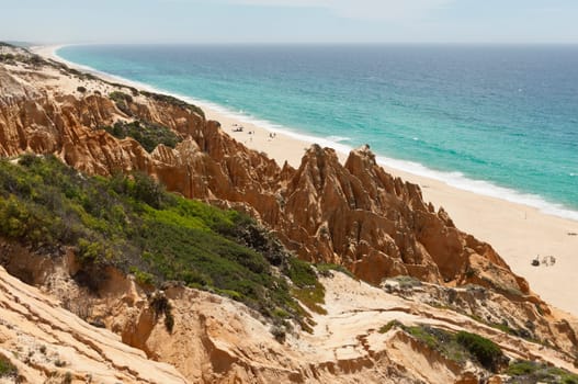 Sandstone cliffs in Gale beach, Comporta , Portugal