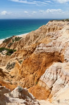 Sandstone cliffs in Gale beach, Comporta , Portugal
