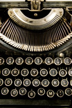 a vertical selection of keys from a vintage typewriter