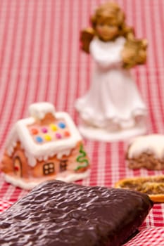 Nuremberg gingerbread with chocolate and an angel