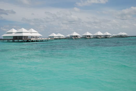 Maldives Water Bungalow and Turquoise Indian Ocean