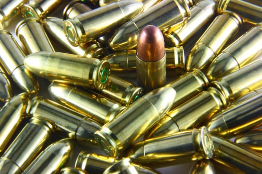 different bullets  on white isolated background
