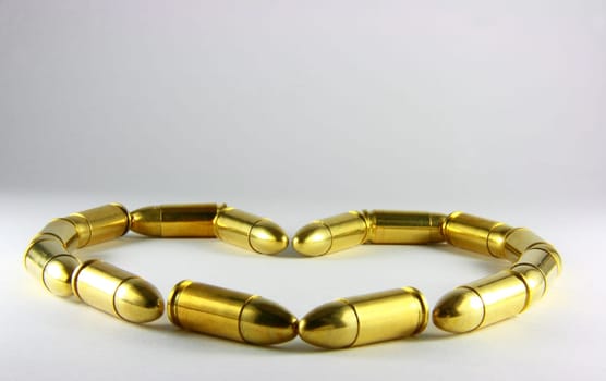 different bullets  on white isolated background