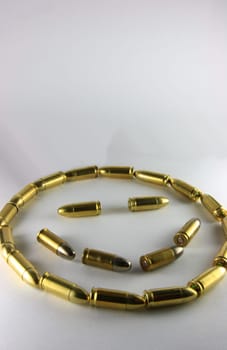 different bullets  on white isolated background