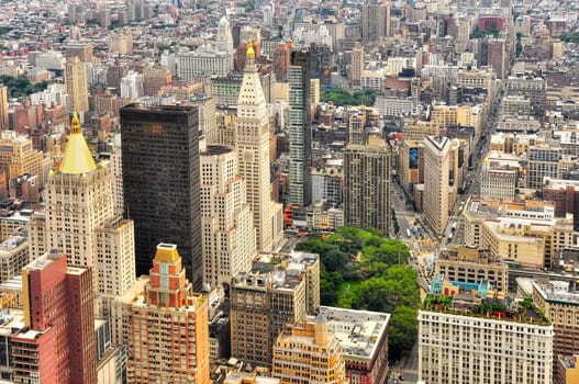 New York Manhattan streets bird view, USA