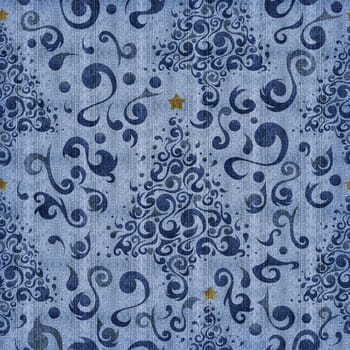 Christmas tree jean fabric textured seamless pattern background.